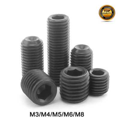 1/4-20 BSW 10 # Schwarz 12.9 Headless Grub Hex Socket Set Schraubkappenpunkt New