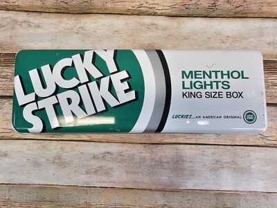 Lucky Strike Menthol King Size Box, Vintage Cigarette Tin, 11.5