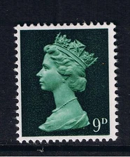 GB SG 740ev MNH MINT STAMP Pre-Decimal Machin 1968 9d Myrtle Green PVA
