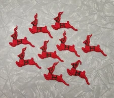 Lot of 9 Vintage EZ Trims Embroidered Sew On Red Christmas Reindeer Patches
