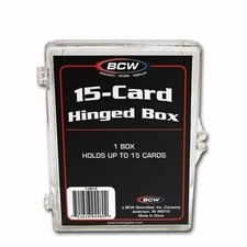 (10 Box Lot) BCW 15-Card Hinged Plastic Boxes Holders /Cases For Trading Cards  