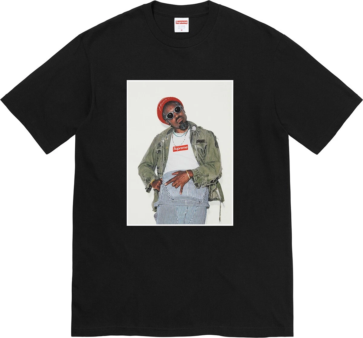 Tee shirt Supreme ANDRE 3000 taille SMALL S en noir neuf AW22 semaine 1