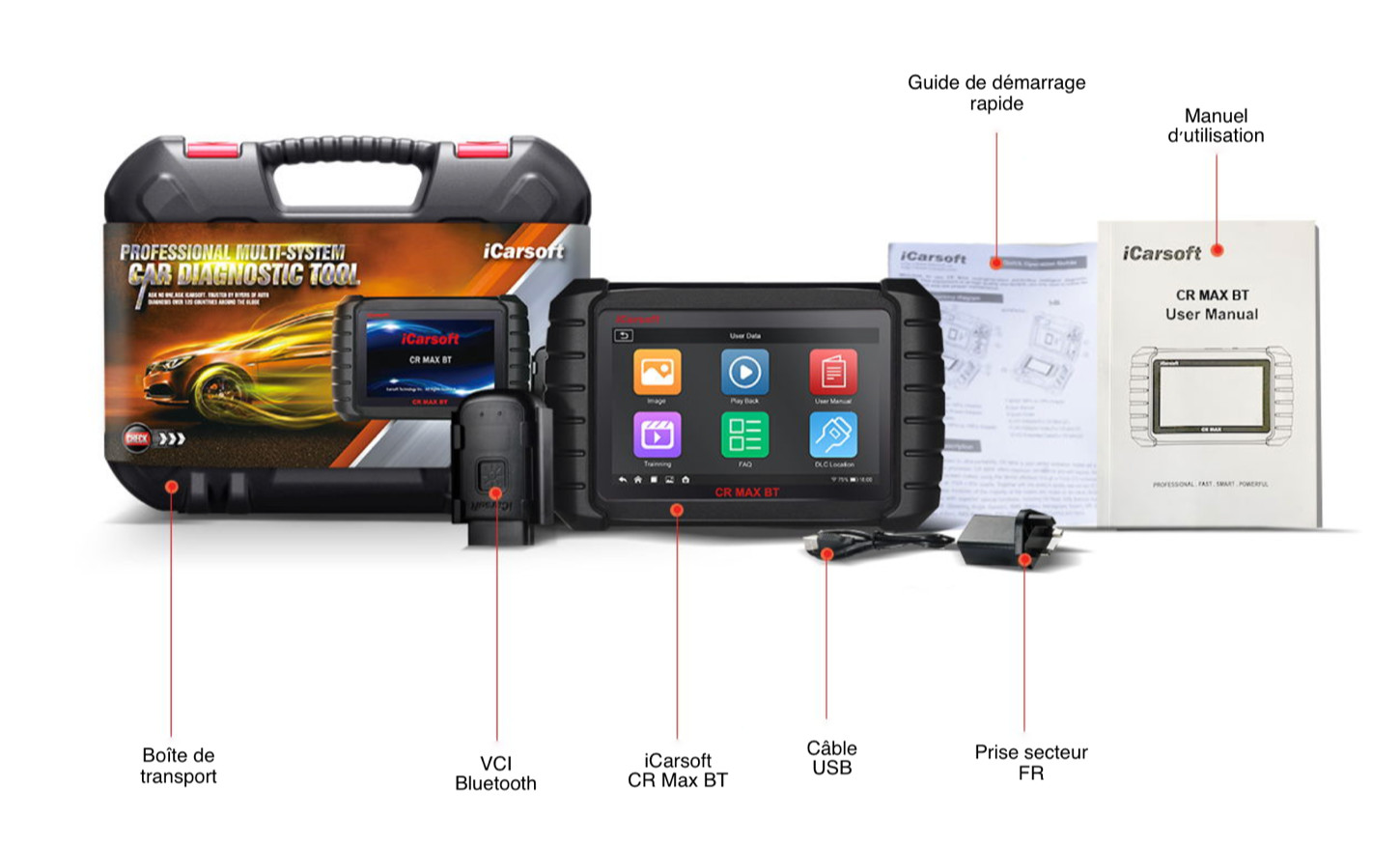 iCarsoft CR Max BT valise diagnostic multimarques sans fil pour auto - 3