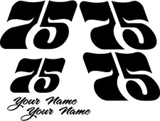 Racing Number Decal Go Kart Motocross Sticker Bmx 1 Color Set Of 4 2 Names