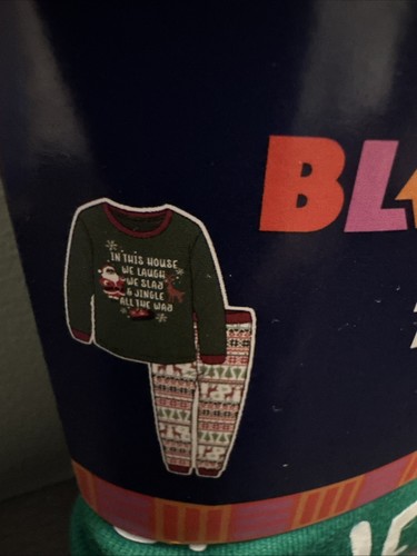 Black Paper Party Christmas Pajamas Black Santa Boys 8/10 Medium - Picture 3 of 3