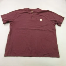 Carhartt Shirt Mens XL Short Sleeve Henley Crew Neck Buttons Workwear Red