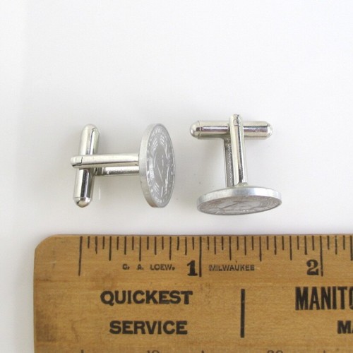 EAST GERMANY Coin Cuff Links Repurposed Vintage Eastern Germany 1 Pfennig Coins - Picture 3 of 4