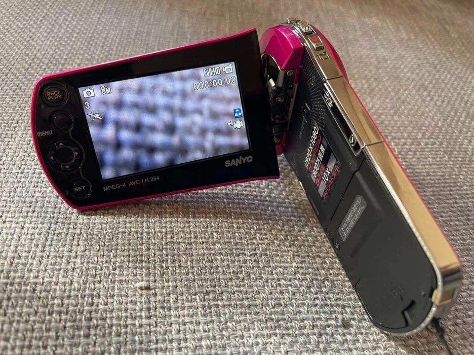 Sanyo Xacti DMX-CS1 Digital Camera Camcorder Pink Used Japan Tested - Image 3 of 4
