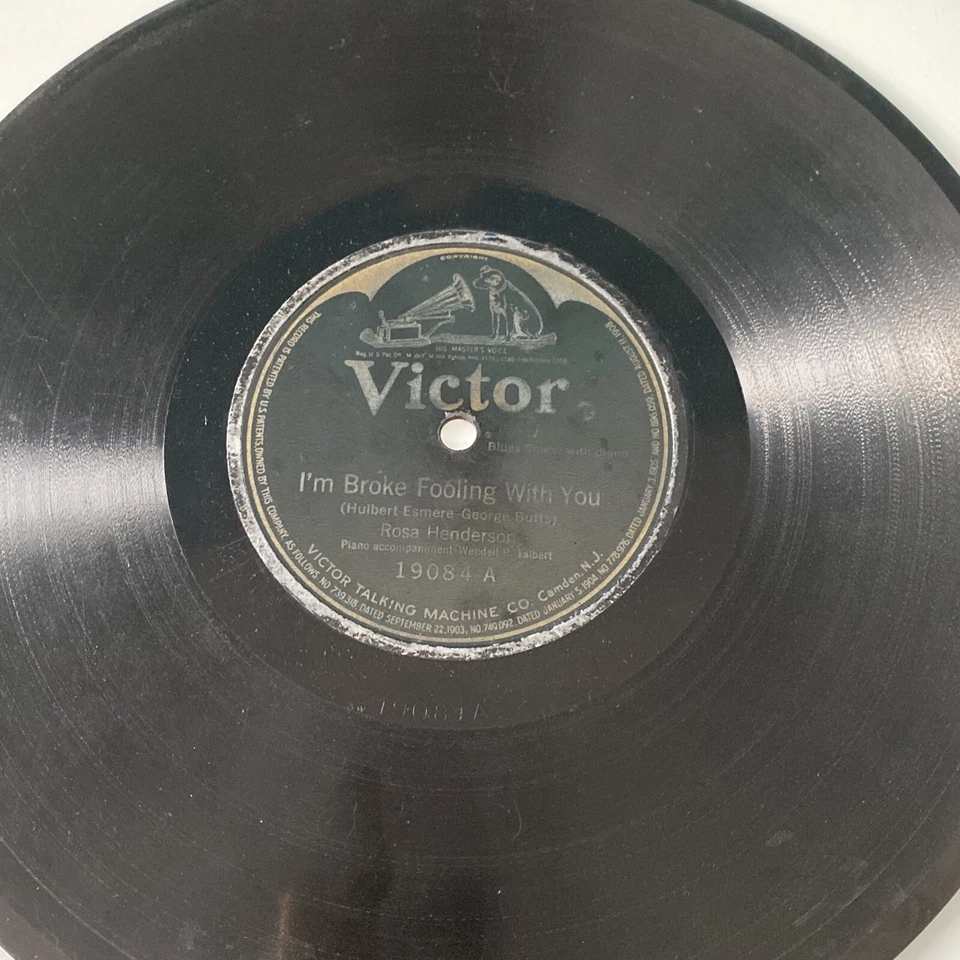 BLUES Rosa Henderson 78 rpm VICTOR 19084 I'm Broke Fooling With You 1924 V Foto 2 de 4