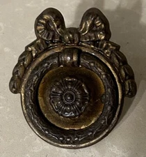 Sheraton Hepplewhite French Brass Antique Hardware Round Drop Ring Drawer Pull