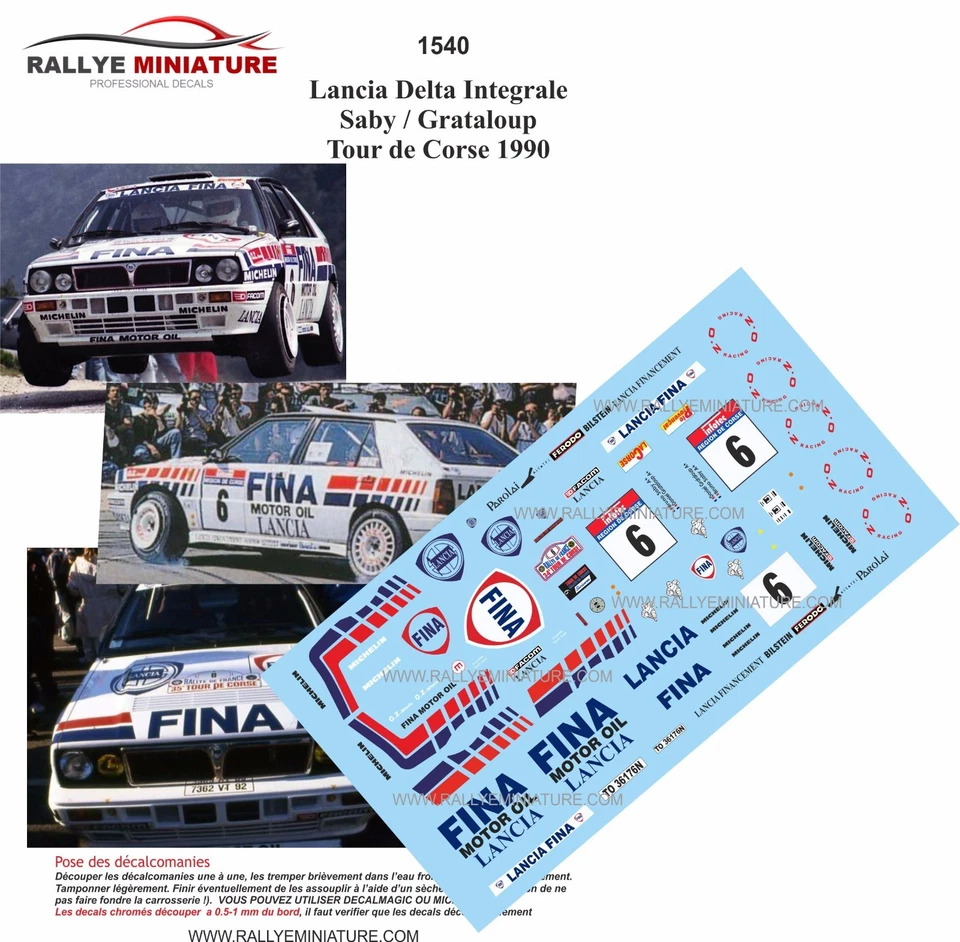 DECALS 1/43 REF 1540 LANCIA DELTA SABY TOUR DE CORSE 1990 WRC RALLYE RALLY - Photo 1/1