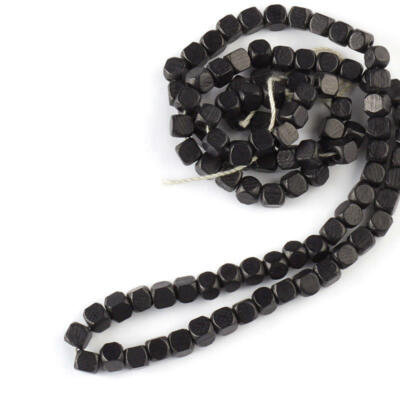True Vintage Black Cube Beads on a String | 6 Pieces
