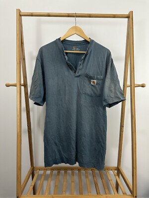 VTG Carhartt Gradient Sun Faded Pocket Worn Distressed WIP Henley Shirt L TALL