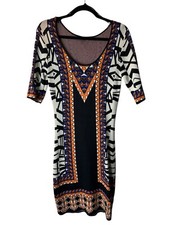 Jealous Tomato Sweater Dress Size M Geometric Print Bodycon Multicolor