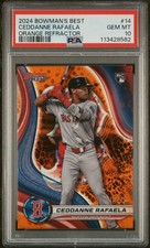 2024 Bowmans Best Ceddanne Rafaela Rookie Card Orange SP Refractor /25 PSA 10