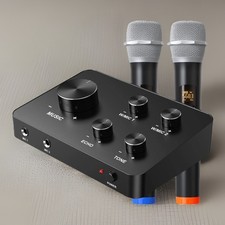 K201 Wireless Microphone Karaoke Mixer System Dual Handheld Church  Wedding Fun