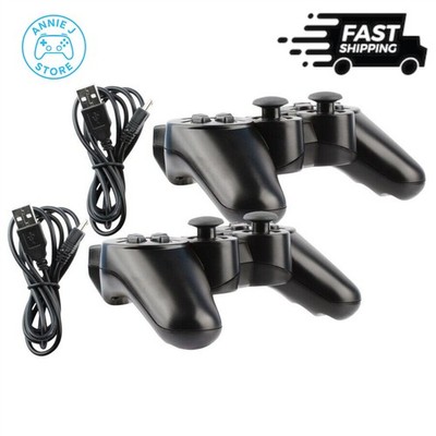 2x Black Wireless Bluetooth Video Game Controller Pad For Sony PS3 Playstation 3
