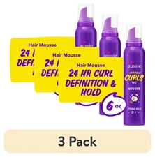 (3 pack) Aussie Miracle Curls Mousse, Coconut & Jojoba Oil, Curly Hair, 6.0 oz