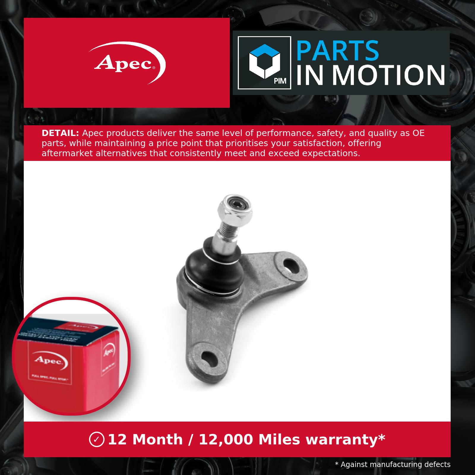 Ball Joint fits MINI CONVERTIBLE COOPER R52 1.6 Left 04 to 08 Suspension Apec