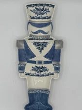 Southern Living NUTCRACKER SERVING PLATTER TRAY  Blue And White 14 X 7” NWT