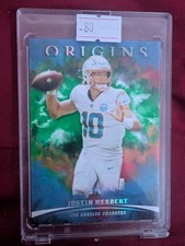Justin Herbert 2021 Panini Origins Football #51 - LA Chargers Emerald/Green /5