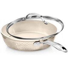 Gotham Steel Hammered 10 Inch Non Stick Frying Pans with Lid