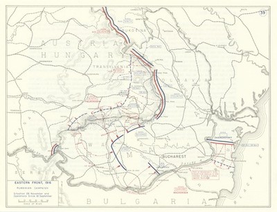 1. Weltkrieg. Ostfront Sept-Nov 1916. Rumänienfeldzug. Karte Bukarest 1959