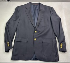 Brooks Brothers Loro Piana Blazer Women's 14 Wool Navy Blue 2 Gold Buttons Flaw
