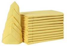 Homidate 12-Pack Cotton Dinner Napkins 18x18 Sand Yellow Hemstitched Mitered