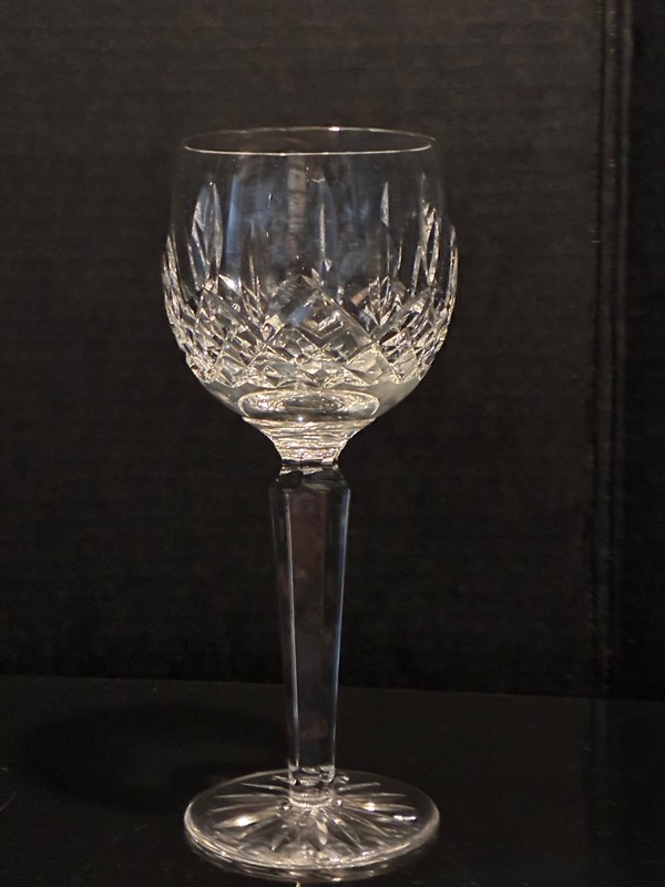 WATERFORD Lismore Hock Wine Glass Heavy Cut Handblown Crystal (7-1/8") ~ MINT