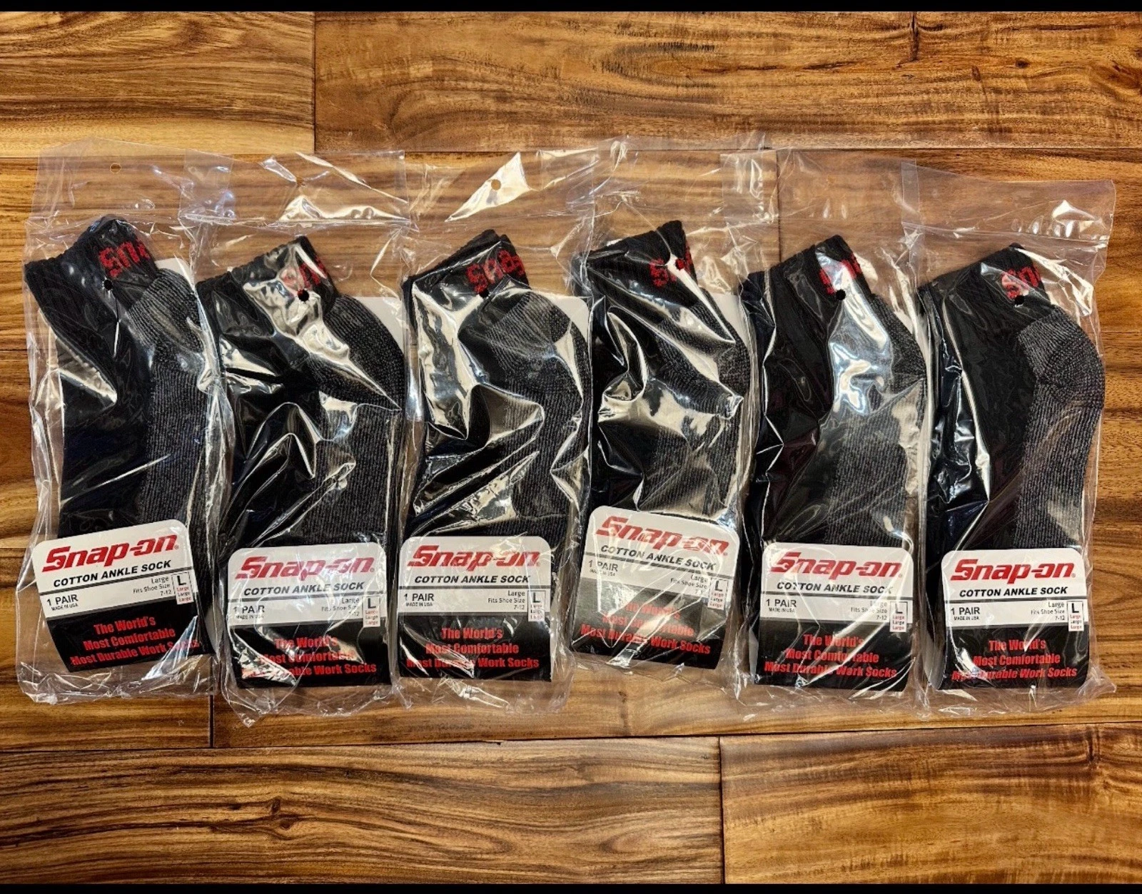 *NEW* Snap On Tools BLACK Cotton Ankle Socks MEDIUM - 6 PAIRS - FREE SHIP