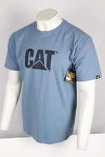 CAT Caterpillar Men's Logo Graphic T Shirt Short Sleeve L Large Coronet Blue
