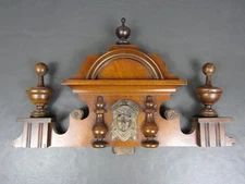 Vintage wooden wall clock pediment spare part