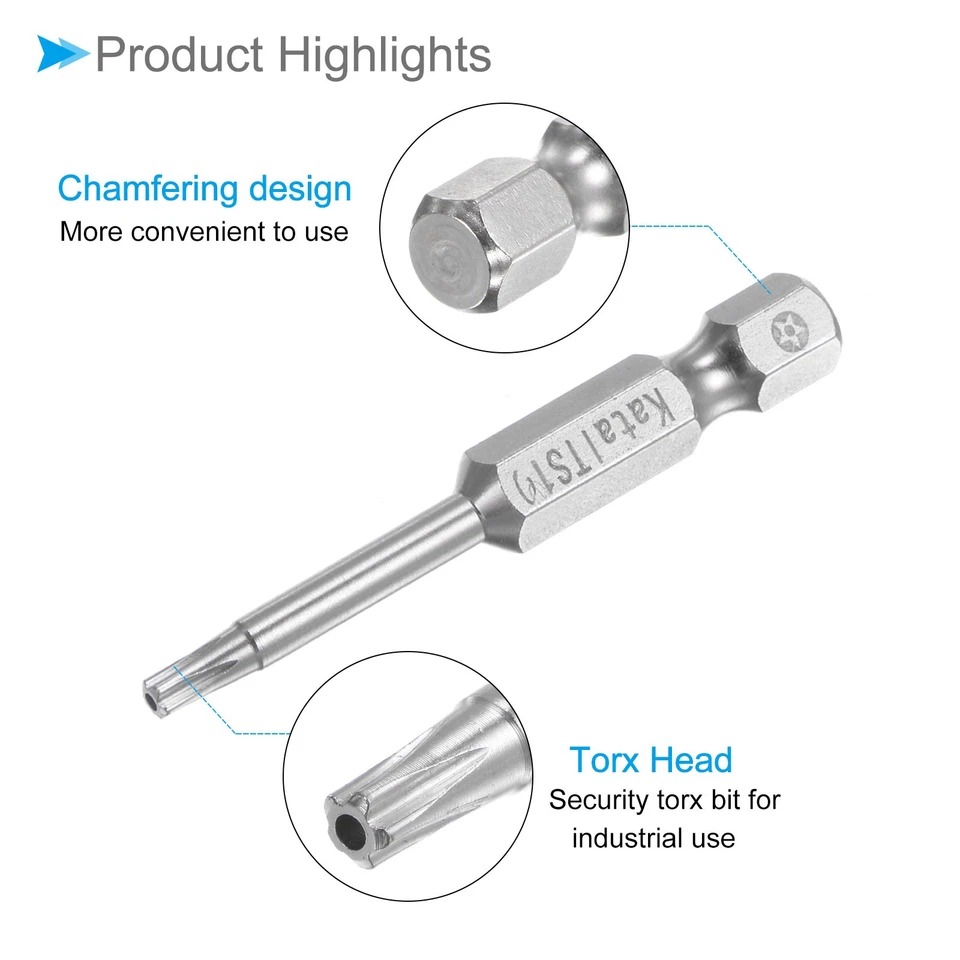Magnetic Torx Bits T10 S2 Steel 5 Point Star Screwdriver Bits 5pcs - Image 4 of 4