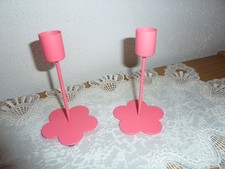 Moderne Elambia Kerzenständer 2 Stück pink neu aus Metall für Tafelkerzen 