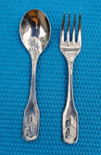 Towle Set ABC"S Children Infant 18/8 Japan SPOON AND FORK 5 1/8"