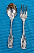 Towle Set ABC"S Children Infant 18/8 Japan SPOON AND FORK 5 1/8"