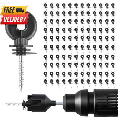 120PCS Electric Fence Insulator Screws Rings Wood Post with 1 Insulator Tool