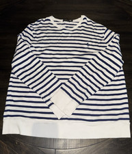 Polo Ralph Lauren Men  s Striped Crew Neck Cotton Knit Logo Pullover Sweater XXL