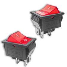 2 PCS KCD4 DPST 4 Pin Red Lighted 2 Position Rocker Switch
