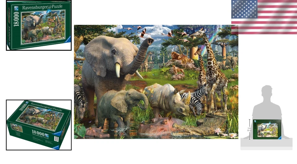 The Waterhole 18,000-Piece African Wildlife Puzzle — Epic Savanna Scene for S... - Image 2 of 4