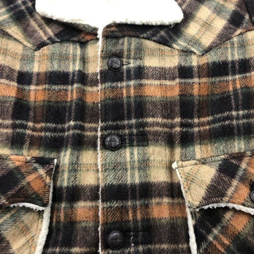 Vintage Waldarbeiter Jacke Herren 42 kariert Sherpa gefüttert Wollmantel Western Taschen 70er - Bild 5 von 12