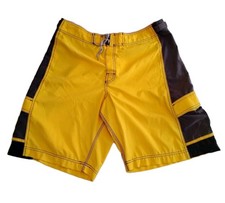 BILLABONG Board Shorts 38 VTG Yellow And Black Adjustable Waist Fast Dry Y2K 90s