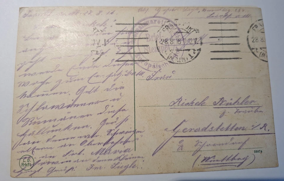 Alte AK Frankfurt am Main 1915 – Friedrich Stoltze Portrait – Feldpost WK1 Rems - Bild 2 von 2