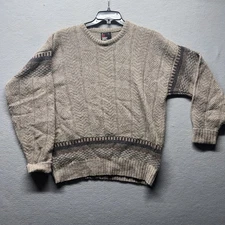 Vintage Robert Bruce Sweater Adult XL Tan Verigated Brown Knit Wool Blend 90s