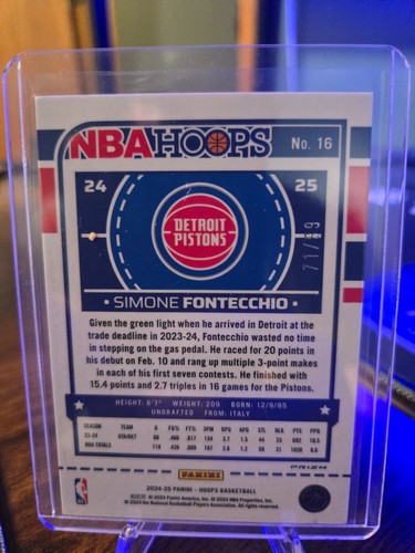 2024-25 Panini NBA Hoops - Simone Fontecchio #16 Premium Red Laser Prizm 71/99 - Bild 2 von 3