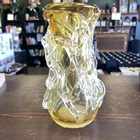 Vintage Murano Barovier & Toso Style Amber Rope Overlay Art Glass Vase 10.5” MCM