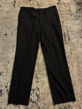 Perry Ellis Mens Dress Pants 36x32 Portfolio Flat Front Black Casual Trousers