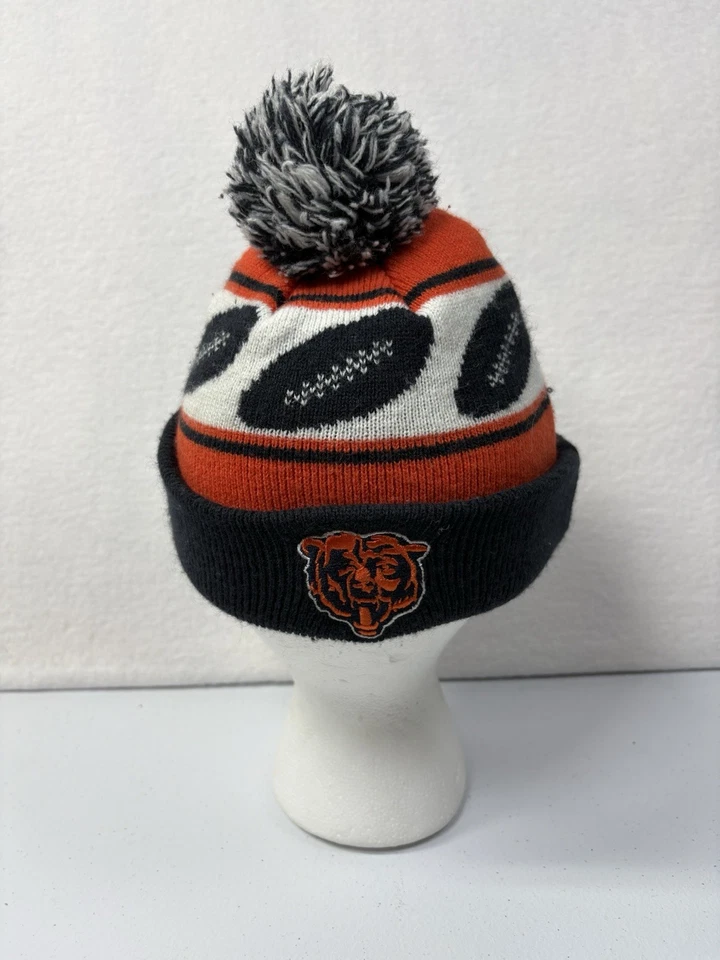 Chicago Bears Niños Gorro Invierno Sombrero Pom Tejido Gorra Azul Naranja NFL Fútbol Foto 4 de 4