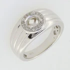 925 Silver Mens Ring Setting Square 6x6mm RD With Moissanite Accents Semi-Mount